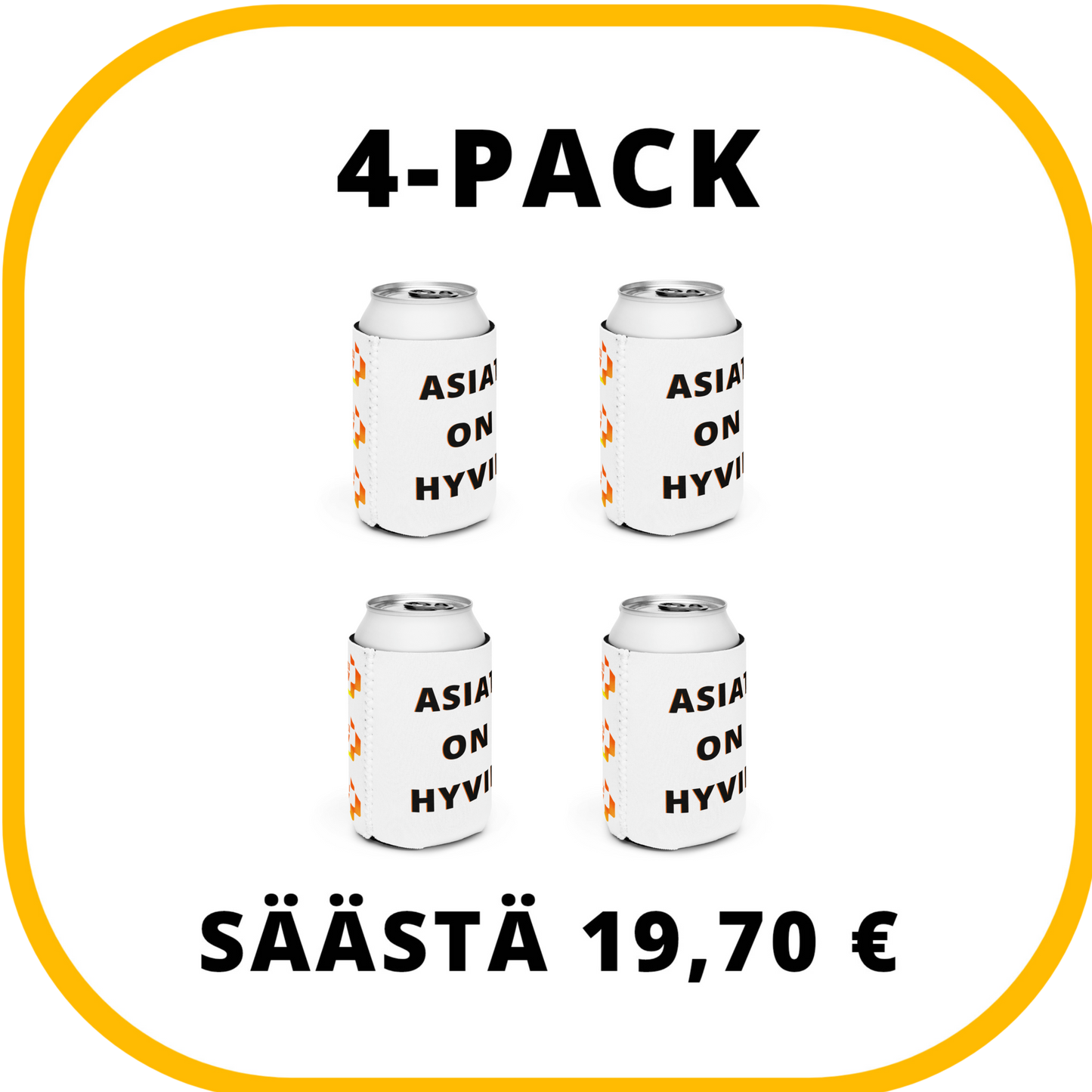 Tölkin kylmäsuoja 4kpl – “Asiat on hyvin” [musta] + Logokuvio oranssi