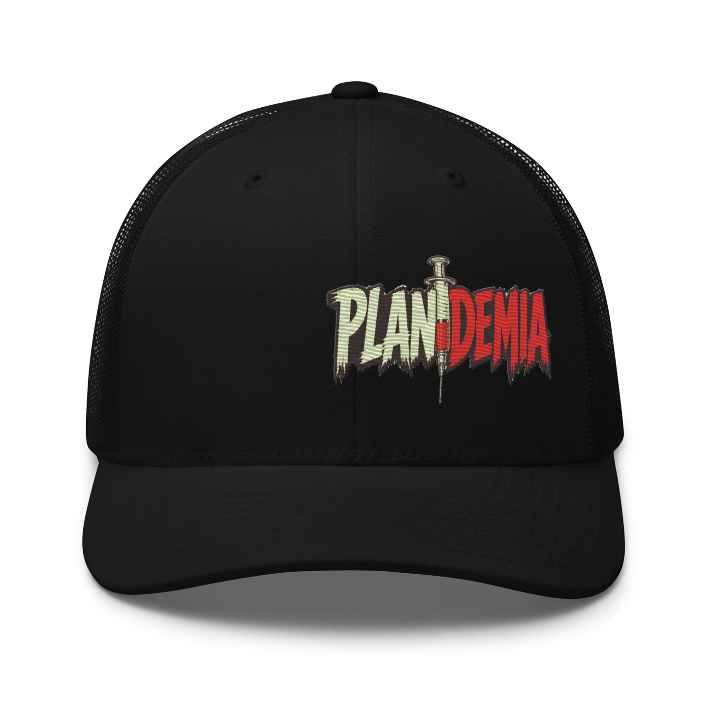 Plandemia I Snapback Retro Trucker lippis – Brodeerattu