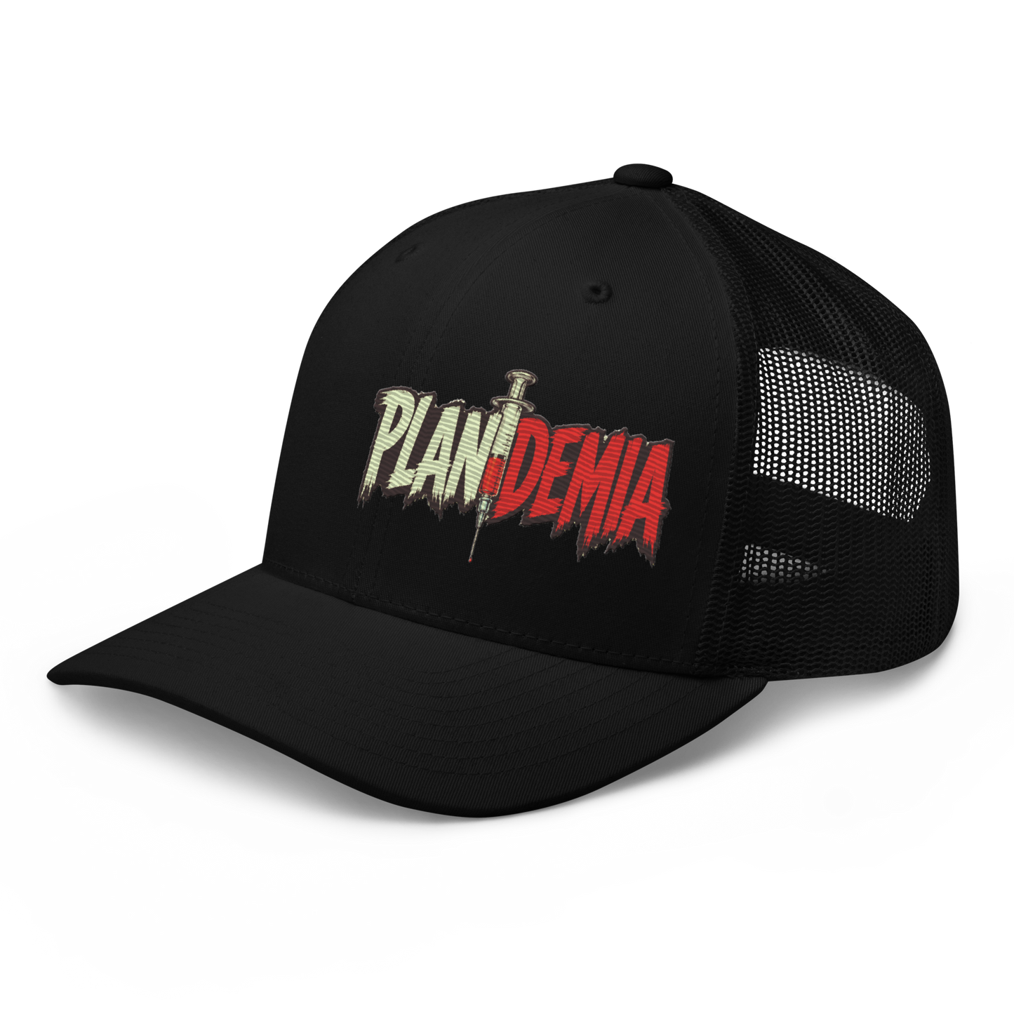 Plandemia I Snapback Retro Trucker lippis – Brodeerattu
