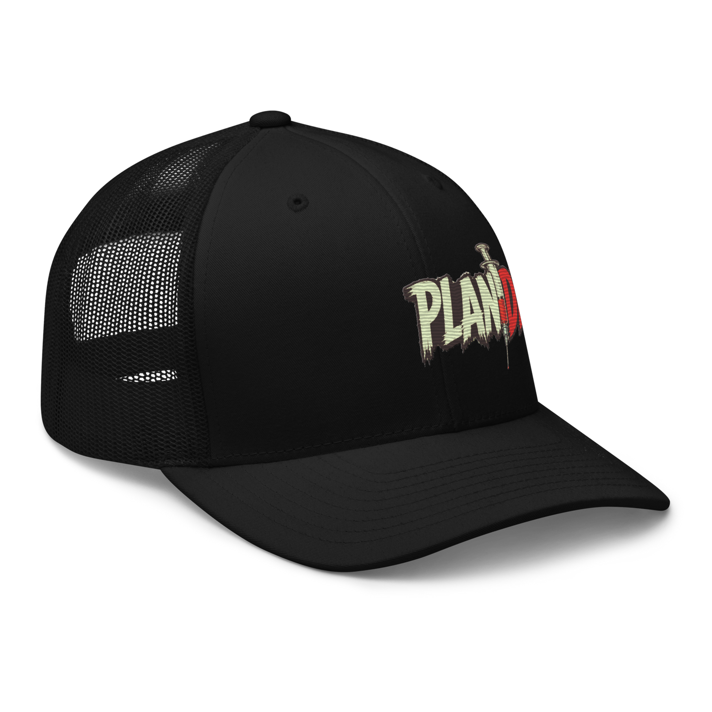 Plandemia I Snapback Retro Trucker lippis – Brodeerattu