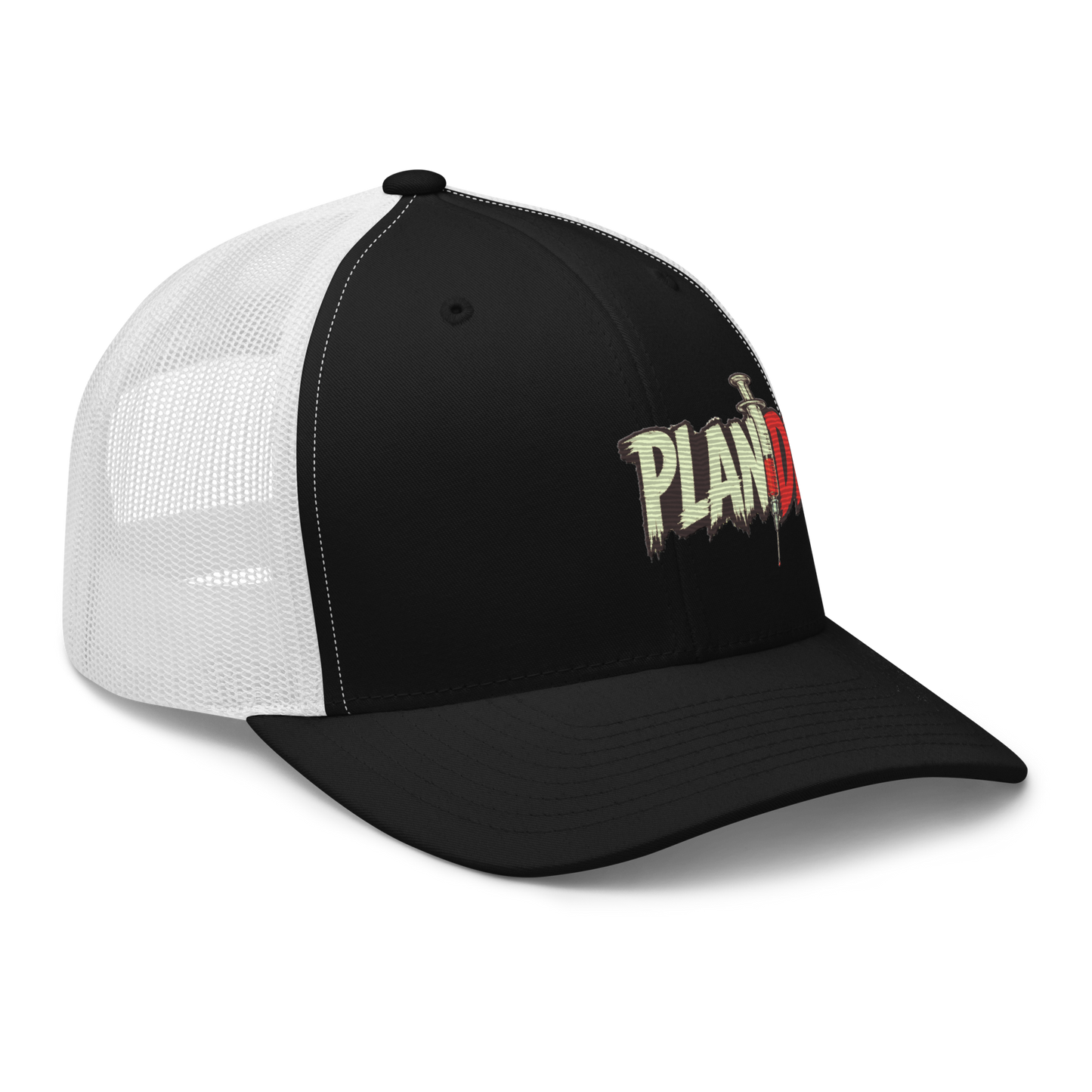 Plandemia I Snapback Retro Trucker lippis – Brodeerattu