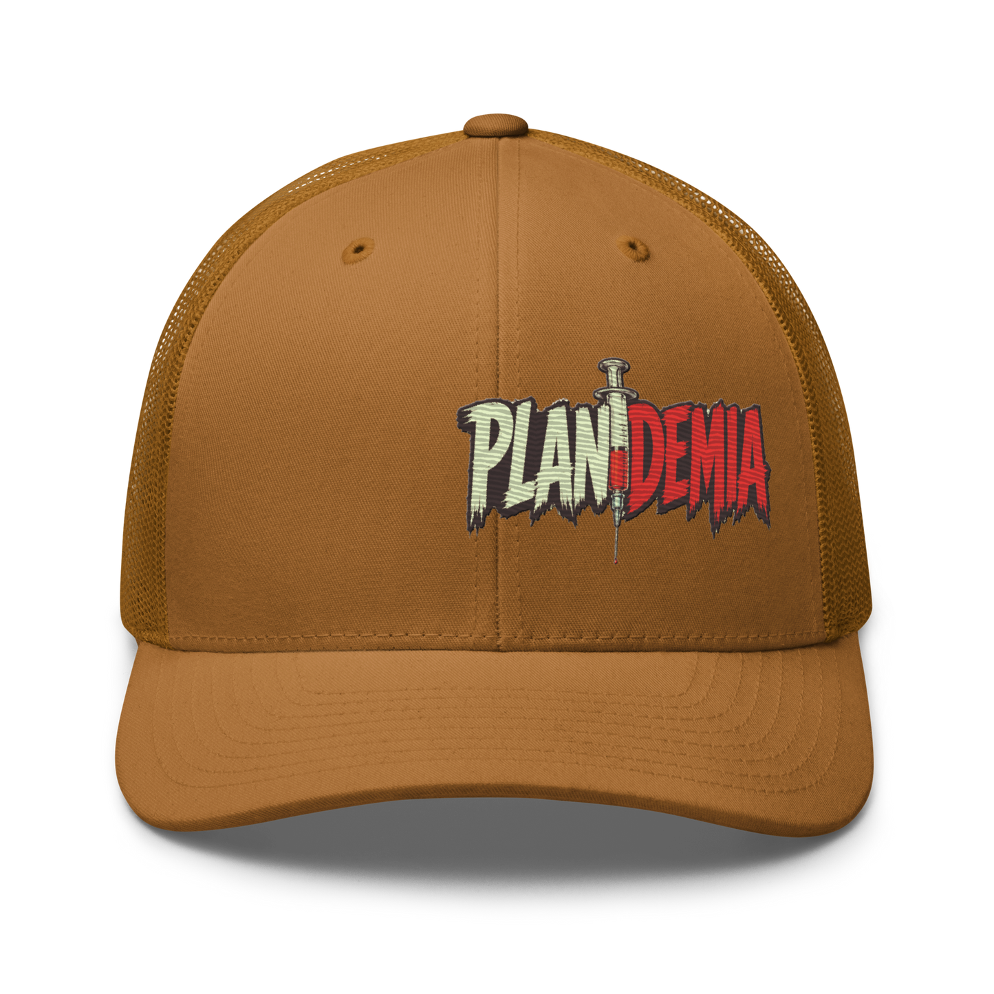 Plandemia I Snapback Retro Trucker lippis – Brodeerattu