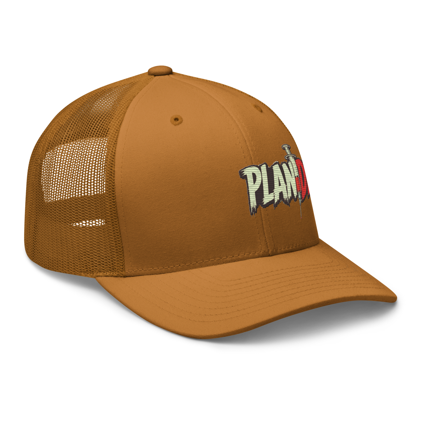 Plandemia I Snapback Retro Trucker lippis – Brodeerattu