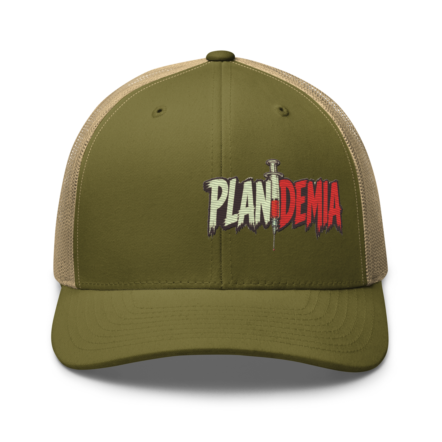 Plandemia I Snapback Retro Trucker lippis – Brodeerattu