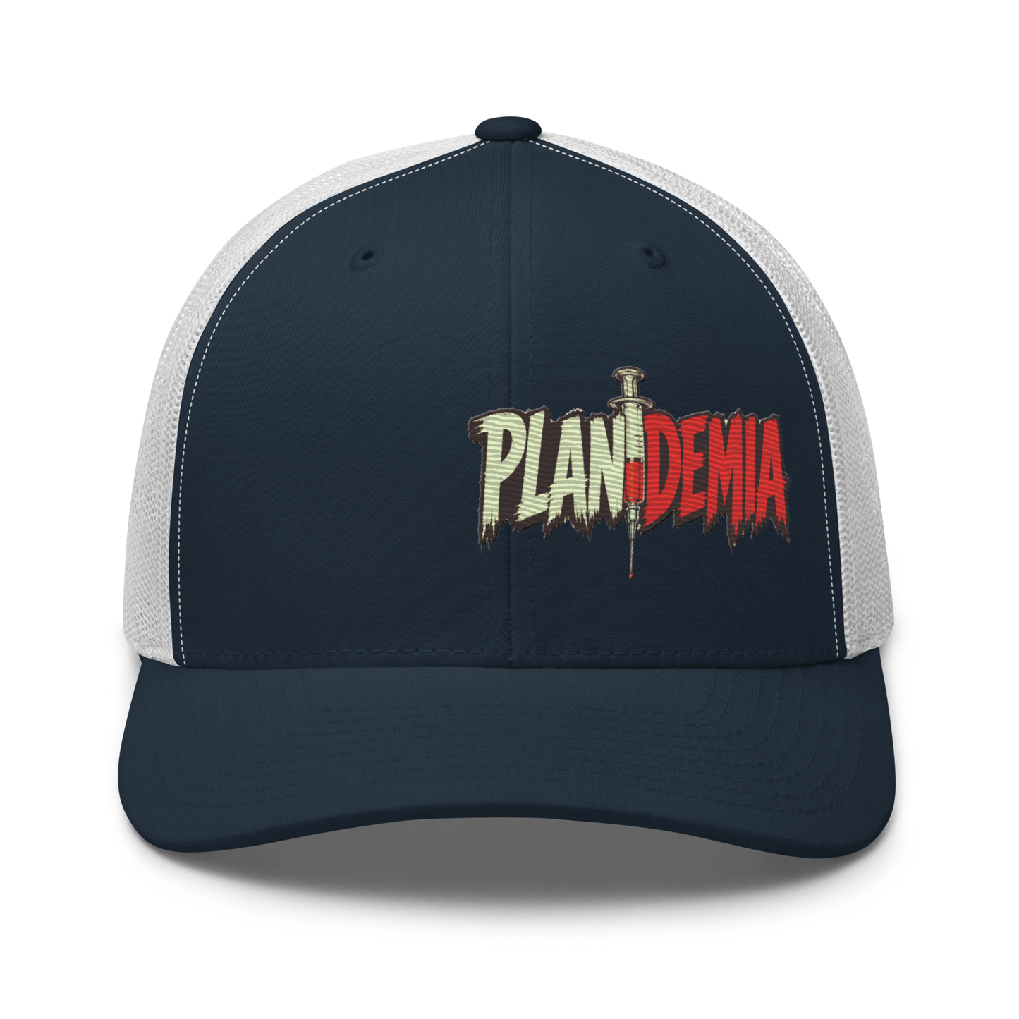 Plandemia I Snapback Retro Trucker lippis – Brodeerattu