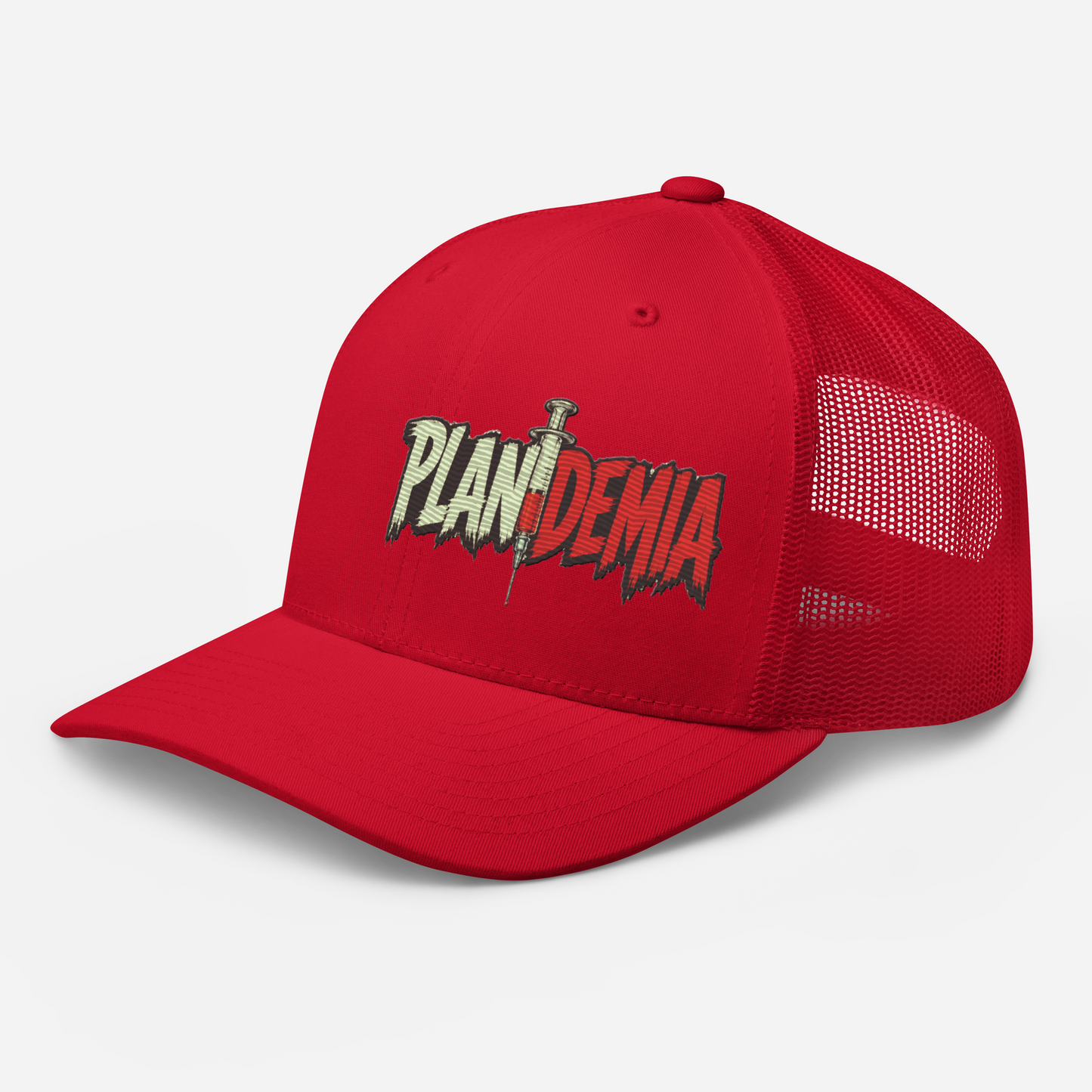 Plandemia I Snapback Retro Trucker lippis – Brodeerattu
