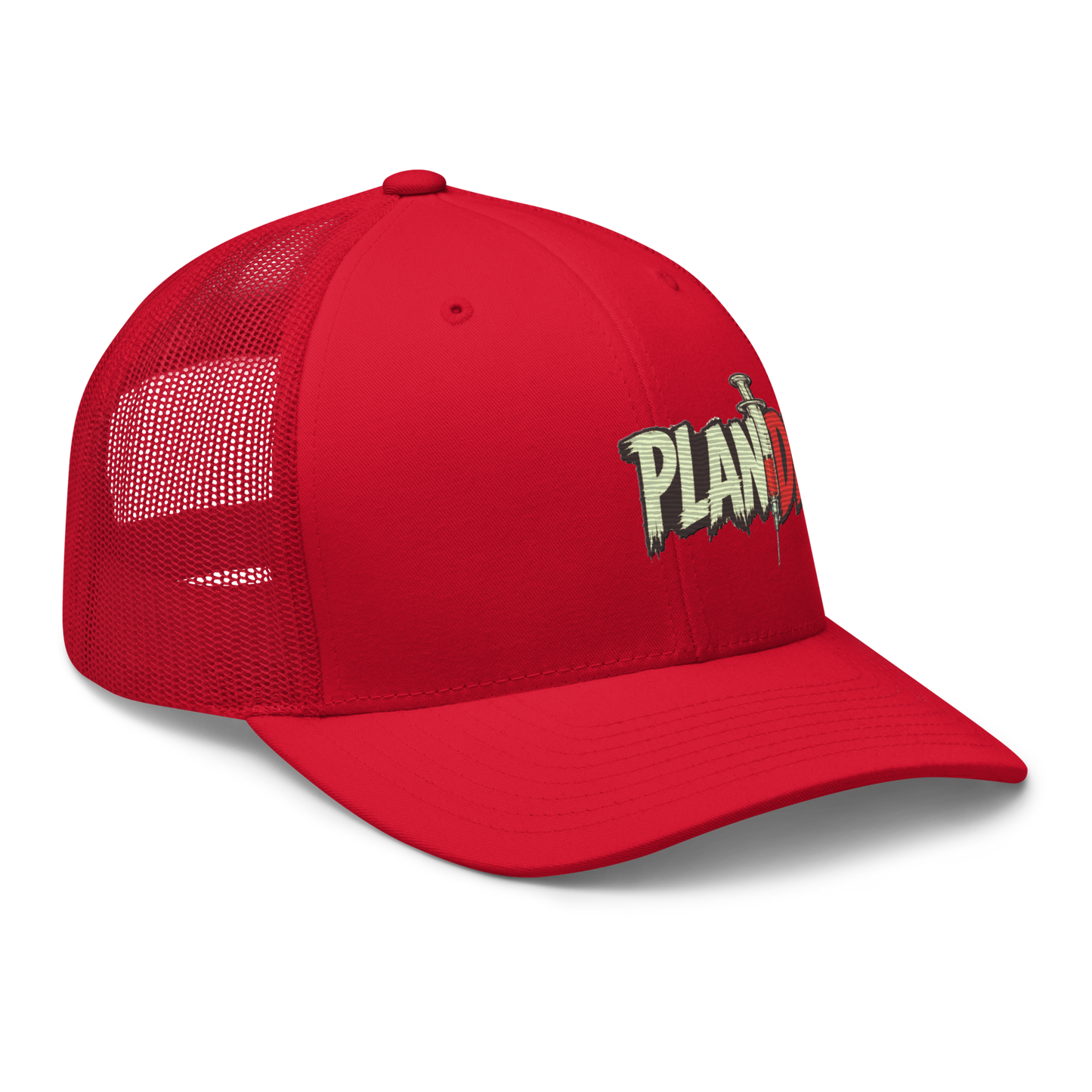 Plandemia I Snapback Retro Trucker lippis – Brodeerattu