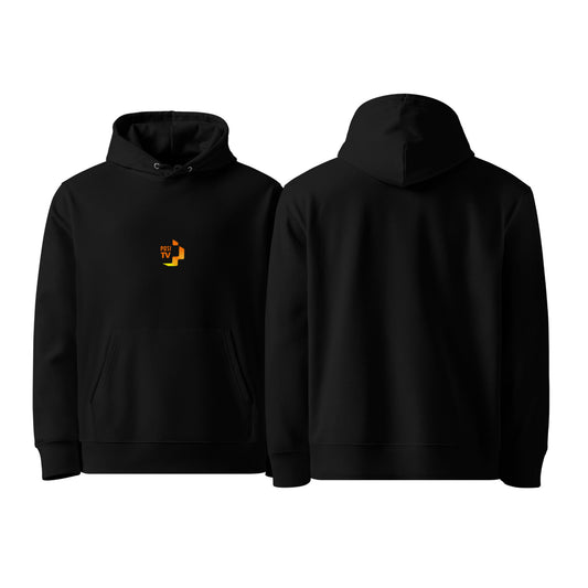 Luomupuuvilla huppari – Logo edessä keskellä (oranssi)