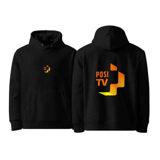 Luomupuuvilla huppari – Logo edessä keskellä + iso logo selässä (oranssi)