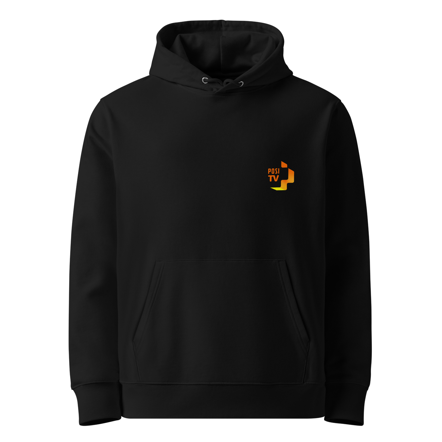 Luomupuuvilla huppari – Logo edessä vasemmalla + iso logo selässä (oranssi)