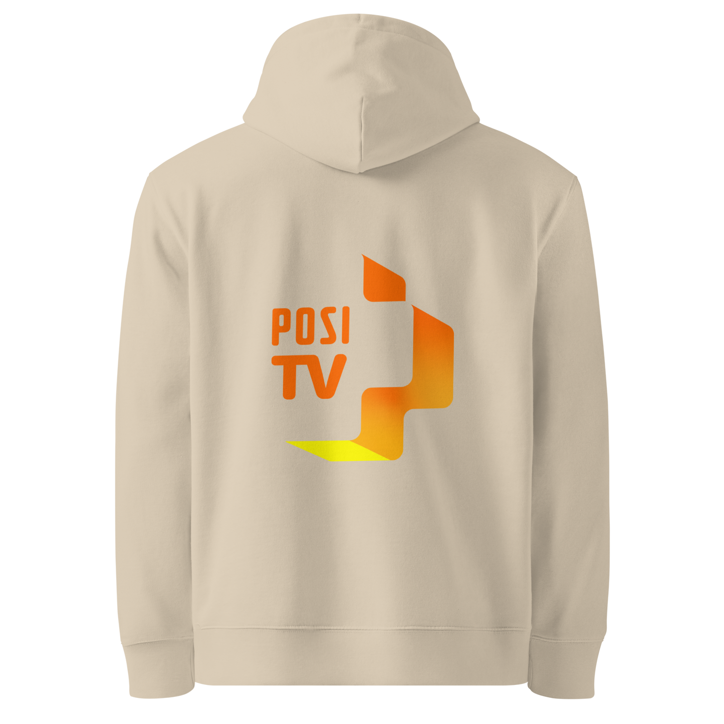 Luomupuuvilla huppari – Logo edessä vasemmalla + iso logo selässä (oranssi)