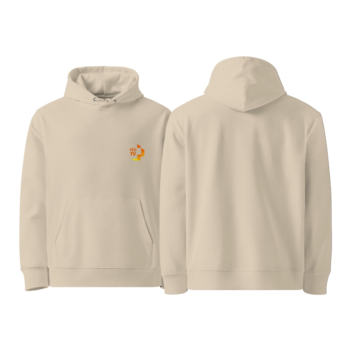 Luomupuuvilla huppari – Logo edessä vasemmalla (oranssi)