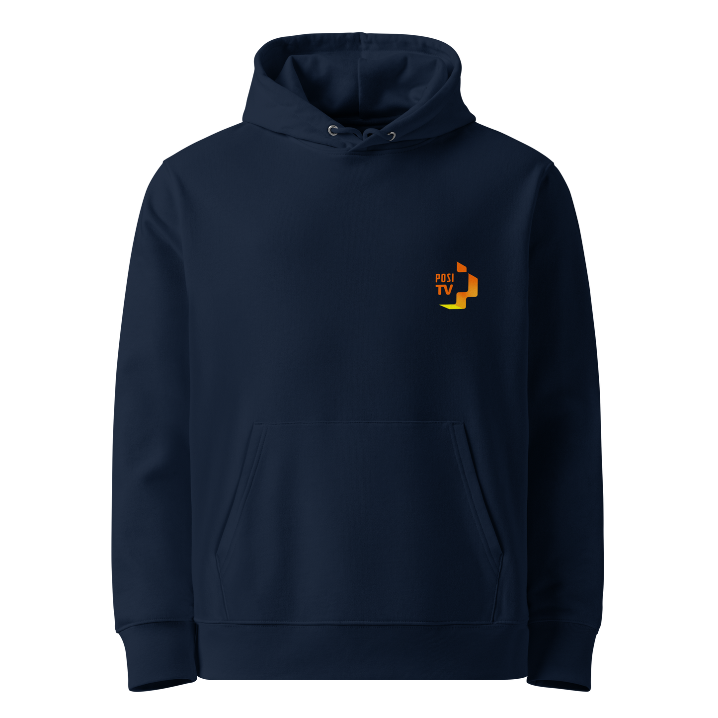 Luomupuuvilla huppari – Logo edessä vasemmalla + iso logo selässä (oranssi)