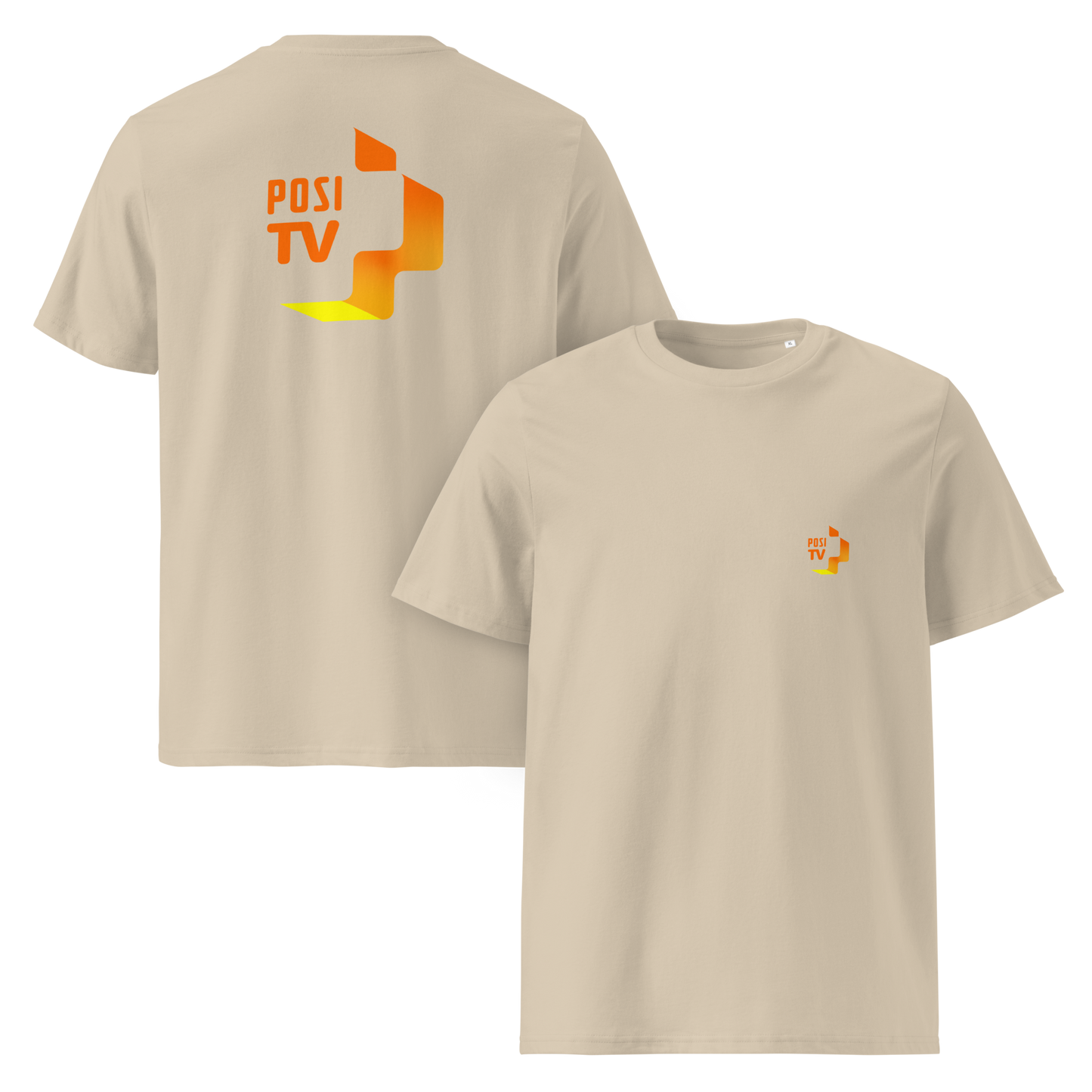 Luomupuuvilla t-paita - Logo edessä vas. ja takana ylhäällä  (oranssi logo)
