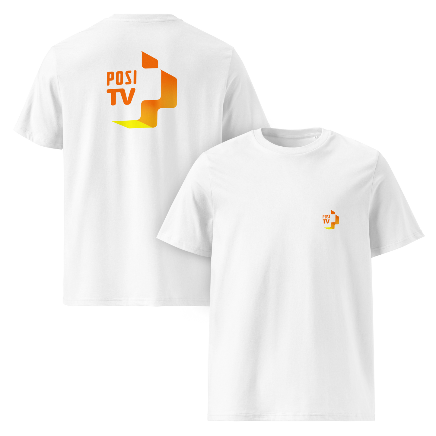 Luomupuuvilla t-paita - Logo edessä vas. ja takana ylhäällä  (oranssi logo)