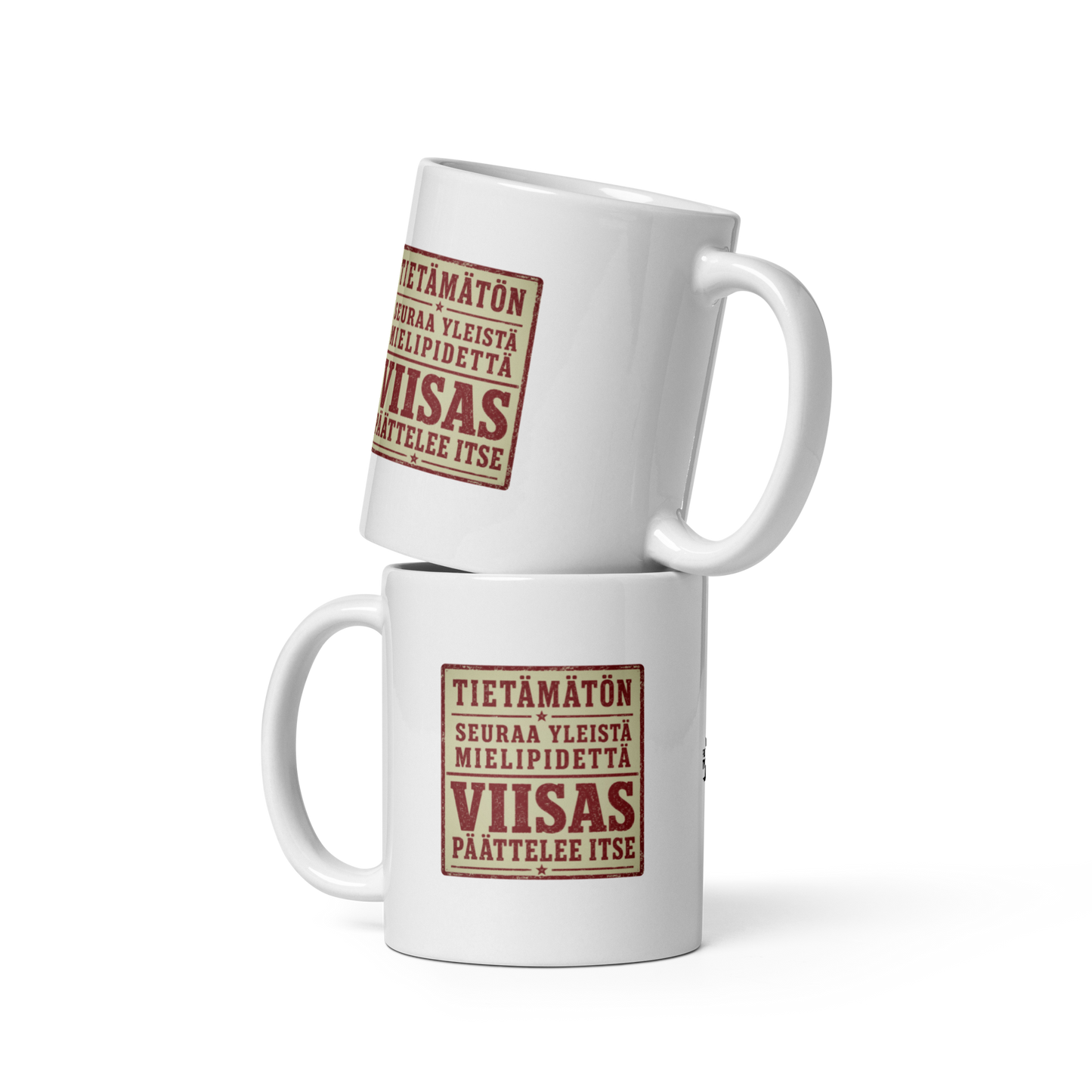 Kiinalainen sananlasku - Tietämätön seuraa yleistä - V11 - Kiiltävä valkoinen muki - 3 dl