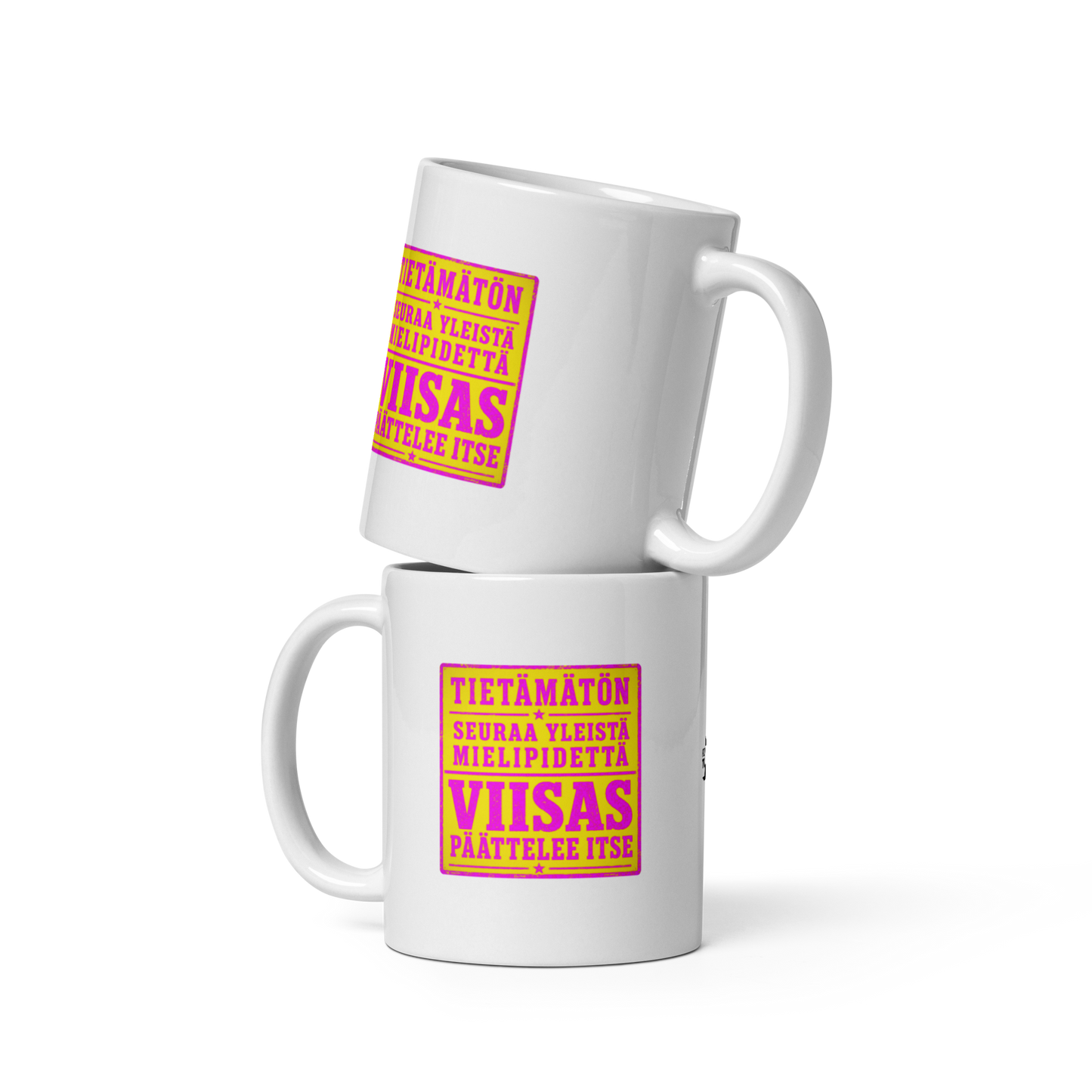 Kiinalainen sananlasku - Tietämätön seuraa yleistä - V33 - Kiiltävä valkoinen muki - 3 dl