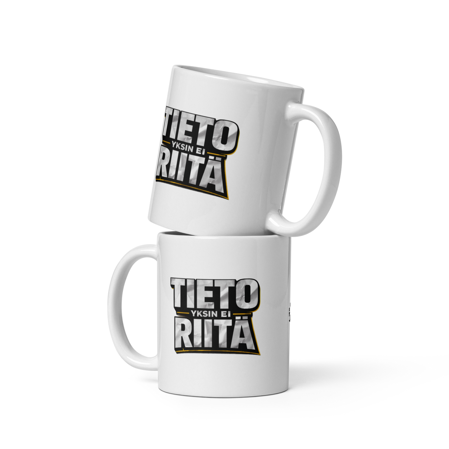 Tieto yksin ei riitä - V11 - Kiiltävä valkoinen muki - 3 dl