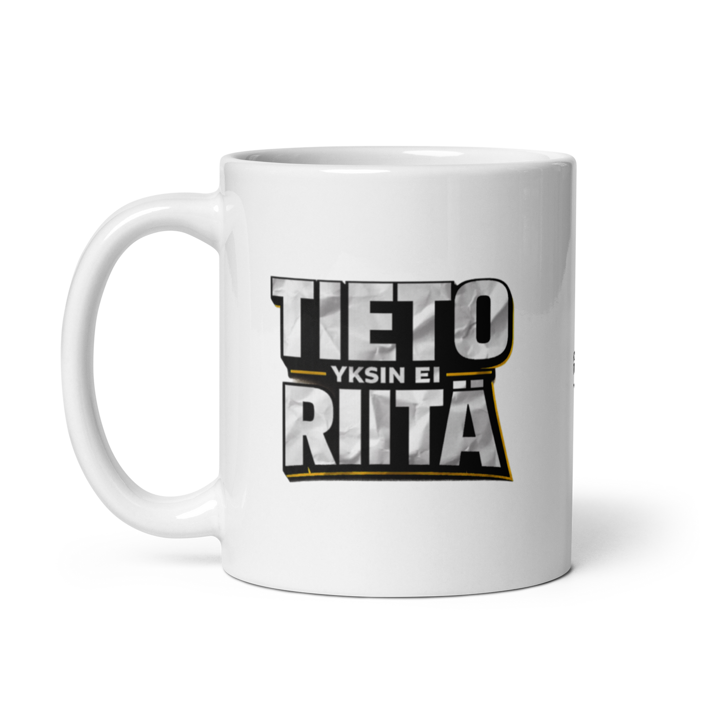 Tieto yksin ei riitä - V11 - Kiiltävä valkoinen muki - 3 dl