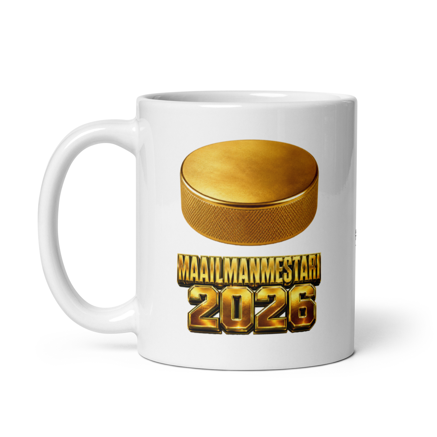 Maailmanmestari 2026 - V1 [Posin logolla] - Kiiltävä valkoinen muki - 3 dl