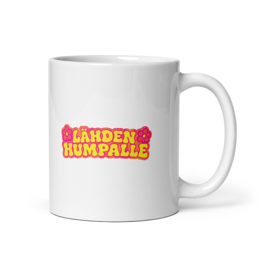 Lähden humpalle Modern Classic I - Kiiltävä valkoinen muki - 3 dl