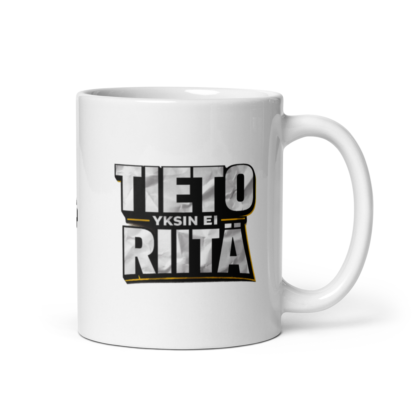 Tieto yksin ei riitä - V11 - Kiiltävä valkoinen muki - 3 dl
