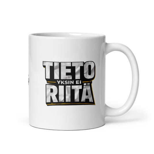 Tieto yksin ei riitä - V11 - Kiiltävä valkoinen muki - 3 dl